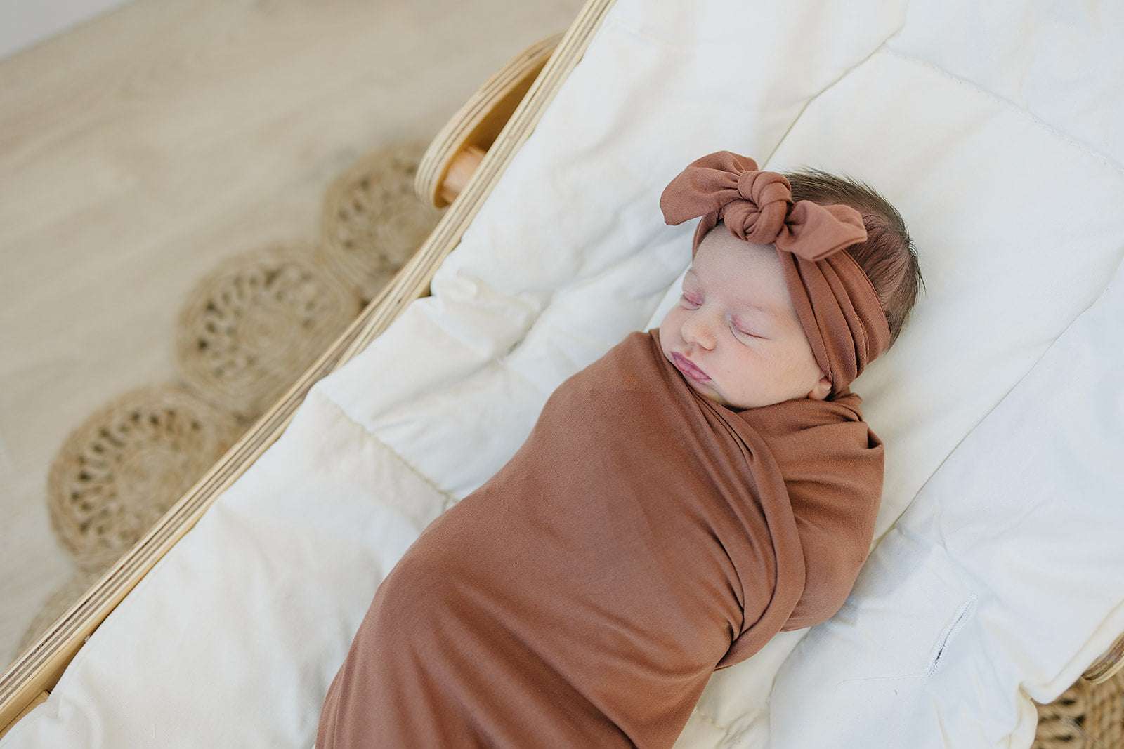 Rust Bamboo Swaddle Hat OR Head Wrap Set Milk & Baby