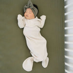 Vanilla Organic Cotton Ribbed Knot Gown | Milk & Baby