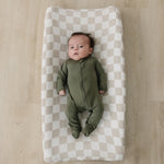 Taupe Checkered Muslin Changing Pad Cover | Milk & Baby