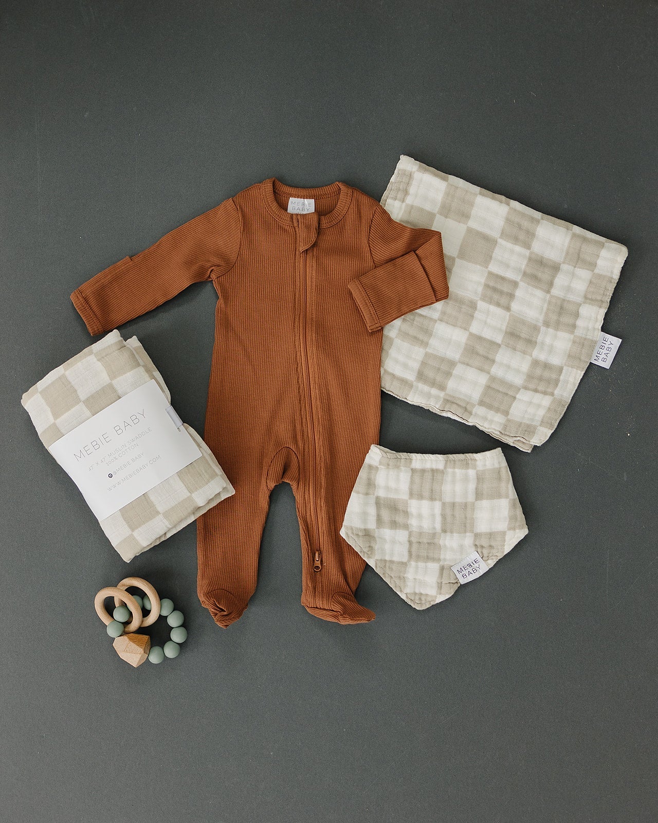 Taupe Checkered Muslin Burp Cloth | Milk & Baby