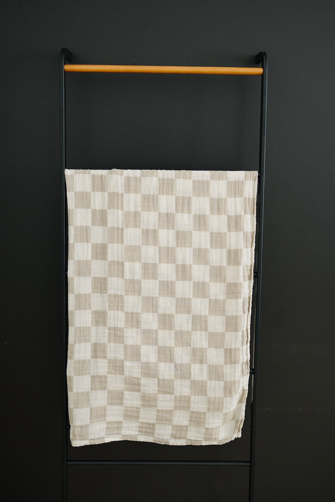 Taupe Checkered Muslin Swaddle Blanket | Milk & Baby