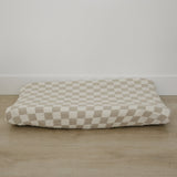 Taupe Checkered Muslin Changing Pad Cover | Milk & Baby