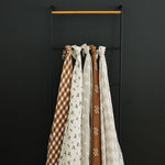 Taupe Checkered Muslin Swaddle Blanket | Milk & Baby