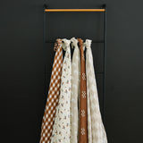 Taupe Checkered Muslin Swaddle Blanket | Milk & Baby