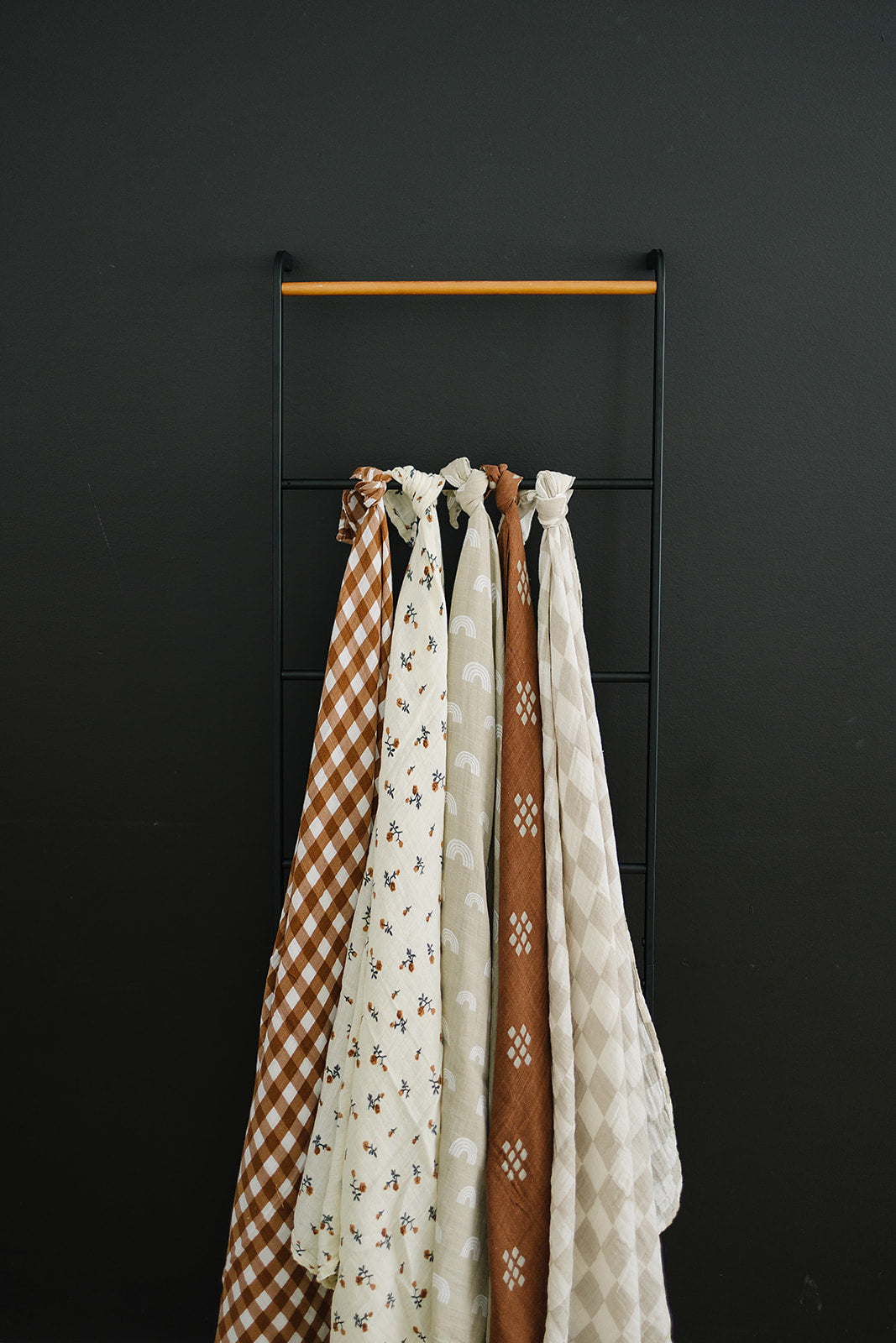 Taupe Checkered Muslin Swaddle Blanket | Milk & Baby