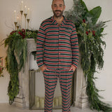 Holiday Stripe | Men's Bamboo Button Up Lounge Set