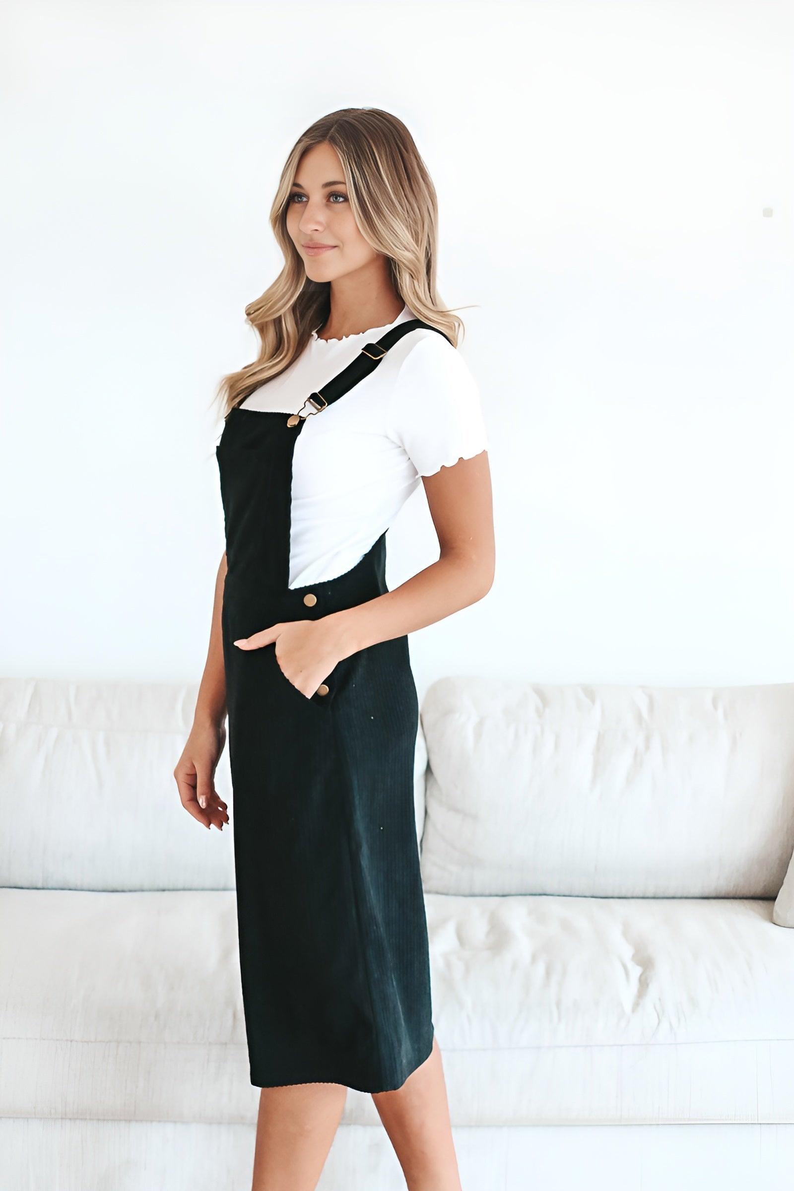 Patty Overall Dress in Black | Milk & Baby