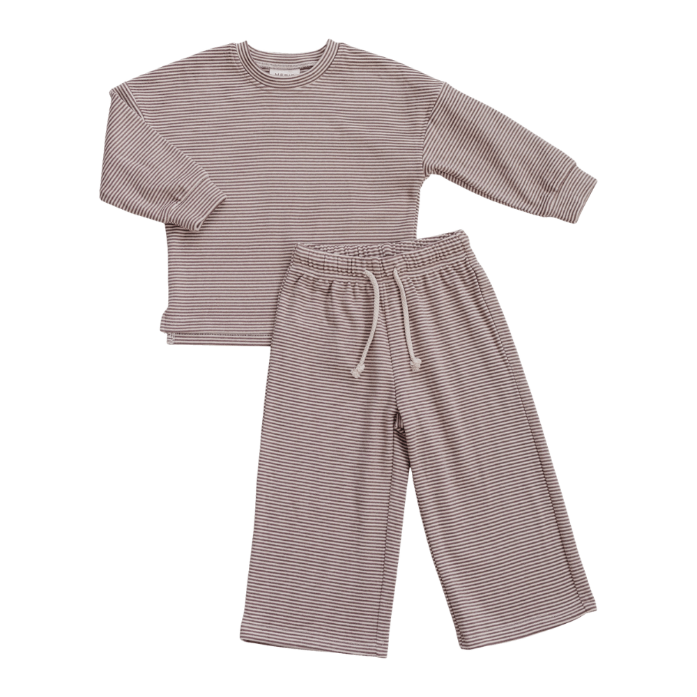 Striped Loungewear Set | Babies & Kids - cozy matching two-piece outfit for kids featuring long sleeve top and pants.