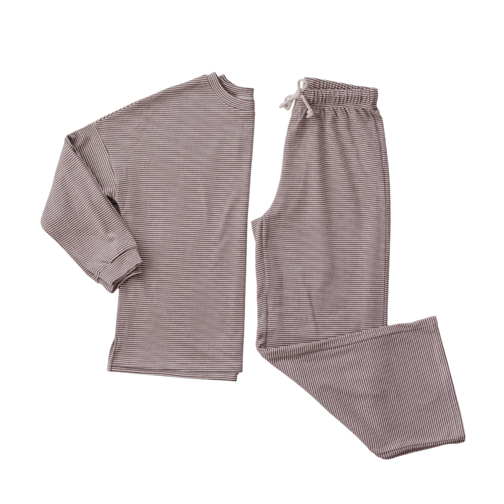 Striped Loungewear Set | Women's featuring a cozy long sleeve top and matching pants in soft fabric.