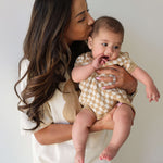 Latte Check | Knit Romper | Milk & Baby