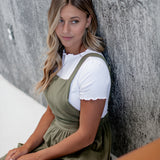 Shay Overall Dress in Olive Green | Nursing Friendly