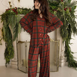 Christmas Plaid | Women's Bamboo Button Up Lounge Set