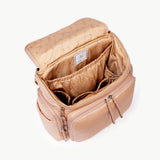 Caraa Baby Bag interior view in blush nylon showing organized compartments for baby essentials.