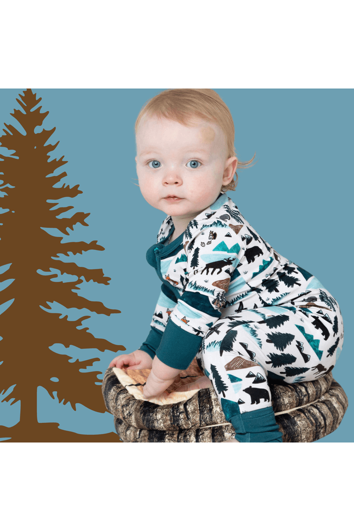 Into the Wild | Bamboo One Piece Zip Pajama | Milk & Baby