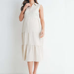 Tiered Maternity & Nursing Midi Shirt Dress | Milk & Baby