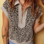 Leopard Zip-Up Cap Sleeve Top | Milk & Baby