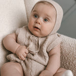 Luna + Luca Cable Knit Summer Romper - Heather Beige | Milk & Baby