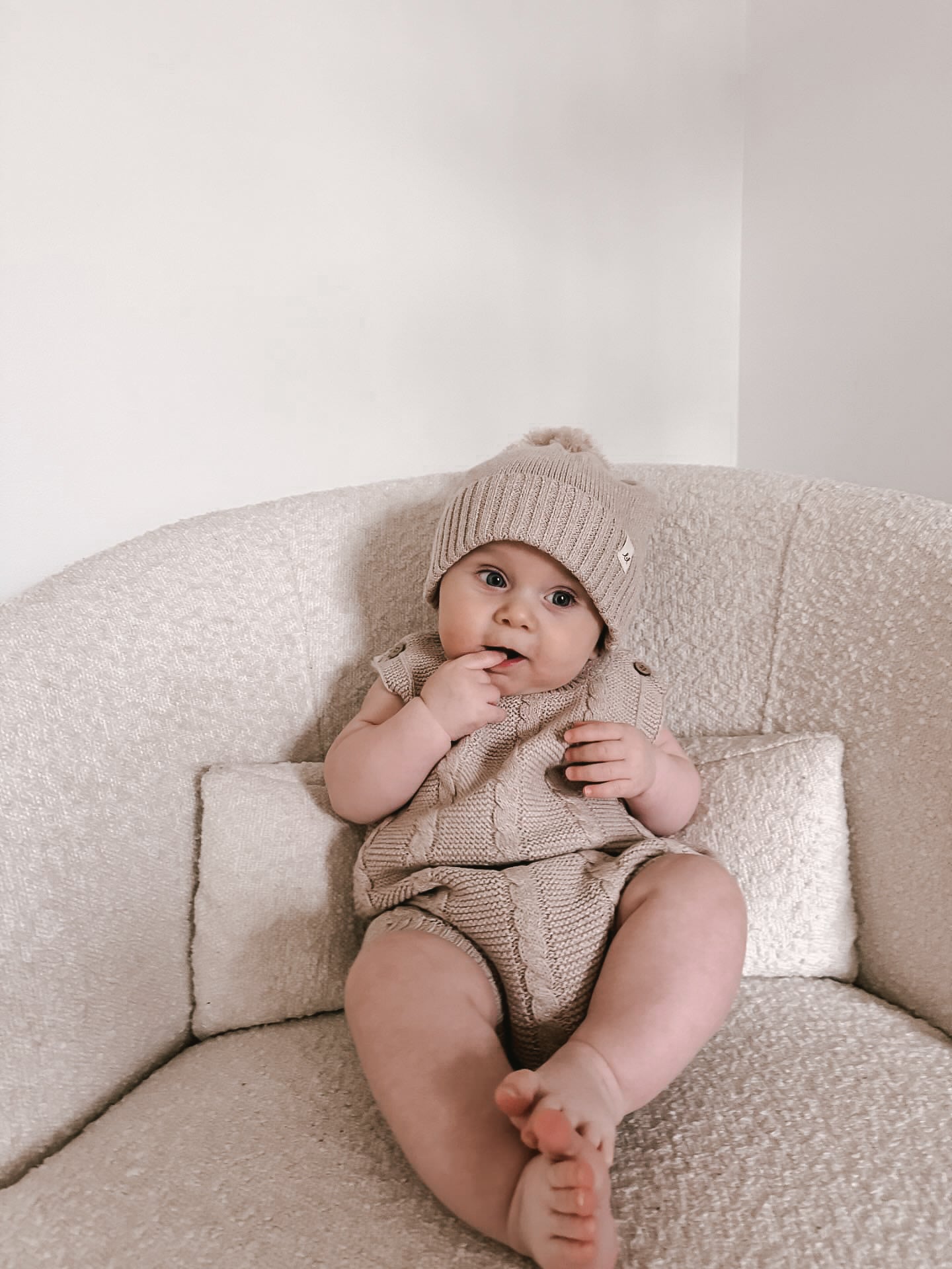 Luna + Luca Cable Knit Summer Romper - Heather Beige | Milk & Baby