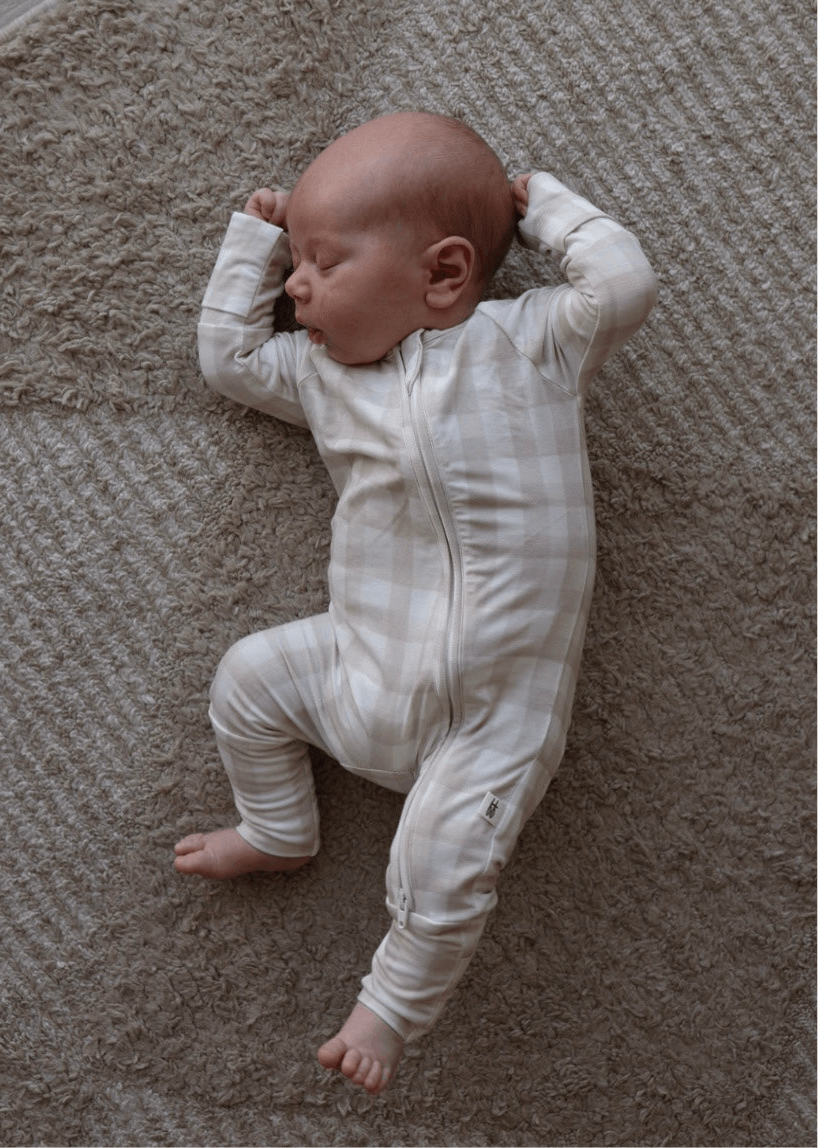Gingham | Bamboo Zip Pajamas | Milk & Baby