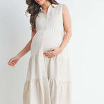 Tiered Maternity & Nursing Midi Shirt Dress | Milk & Baby