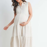 Tiered Maternity & Nursing Midi Shirt Dress | Milk & Baby