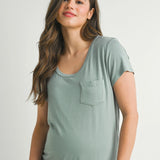Round Neck Maternity Nursing Pocket T-Shirt | Milk & Baby