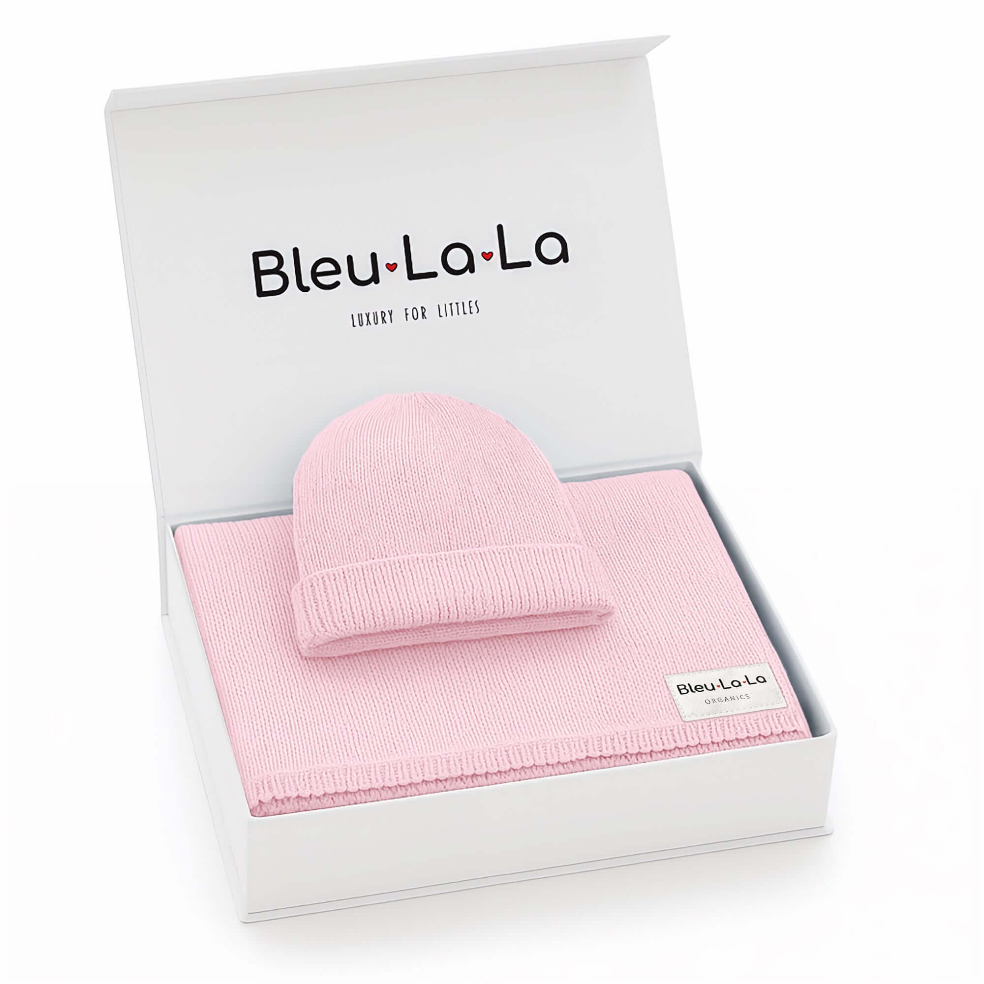 Luxe Collection 100% Organic Cotton Luxury Knit Baby Blanket + Hat Set | Milk & Baby