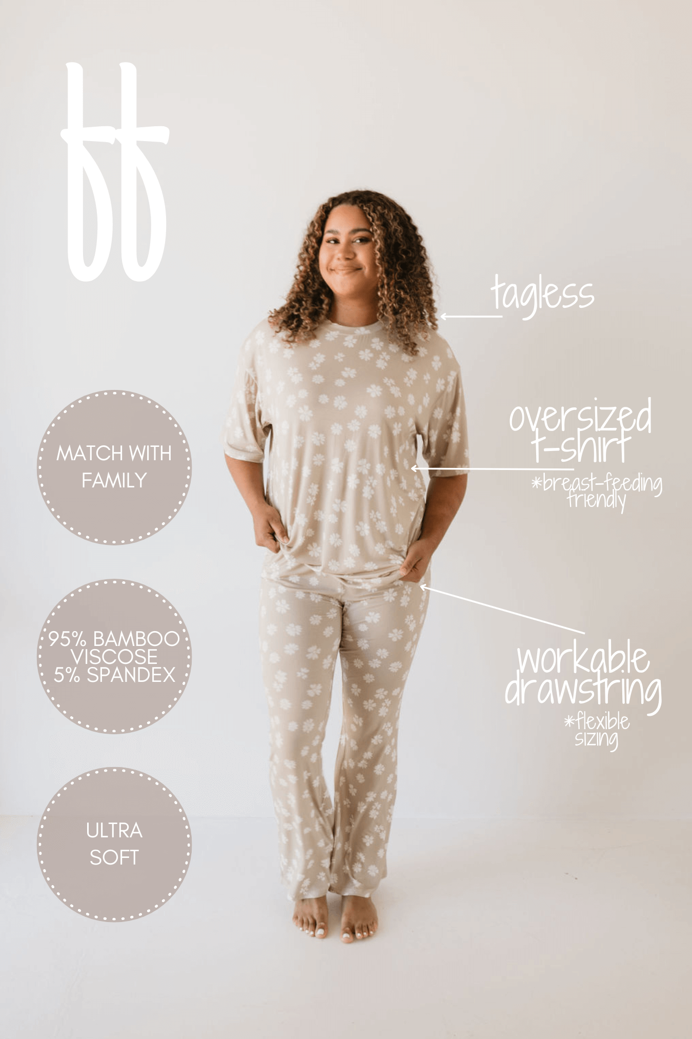 Lazy Daisy | Short Sleeve Women's Bamboo Pajamas | Milk & Baby