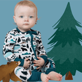 Into the Wild | Bamboo One Piece Zip Pajama | Milk & Baby