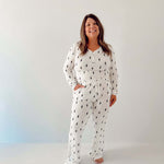 White & Black Lightning Bolt | Women's Long Sleeve Bamboo Pajama | Milk & Baby