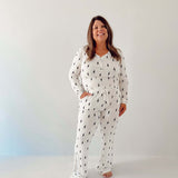 White & Black Lightning Bolt | Women's Long Sleeve Bamboo Pajama | Milk & Baby