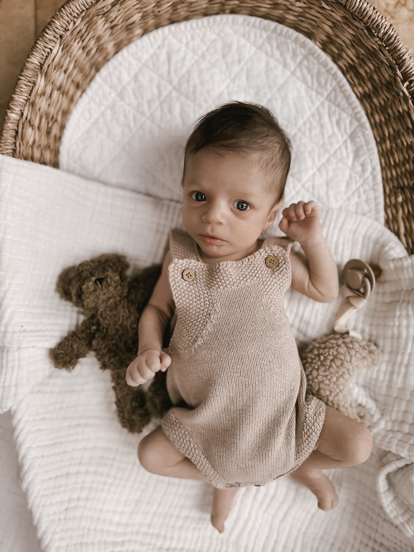 Luna + Luca Novelty Knit Romper - Heather Beige | Milk & Baby