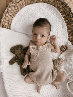 Luna + Luca Novelty Knit Romper - Heather Beige | Milk & Baby