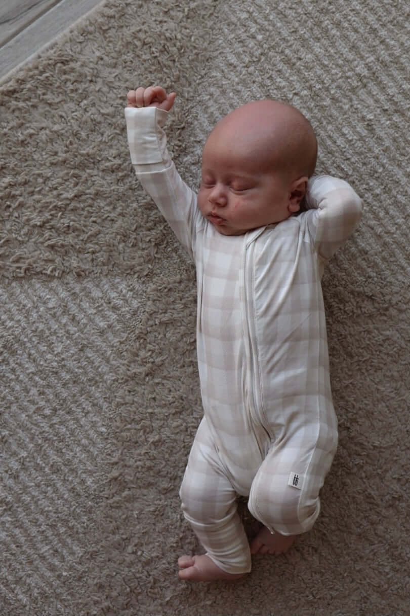 Gingham | Bamboo Zip Pajamas | Milk & Baby
