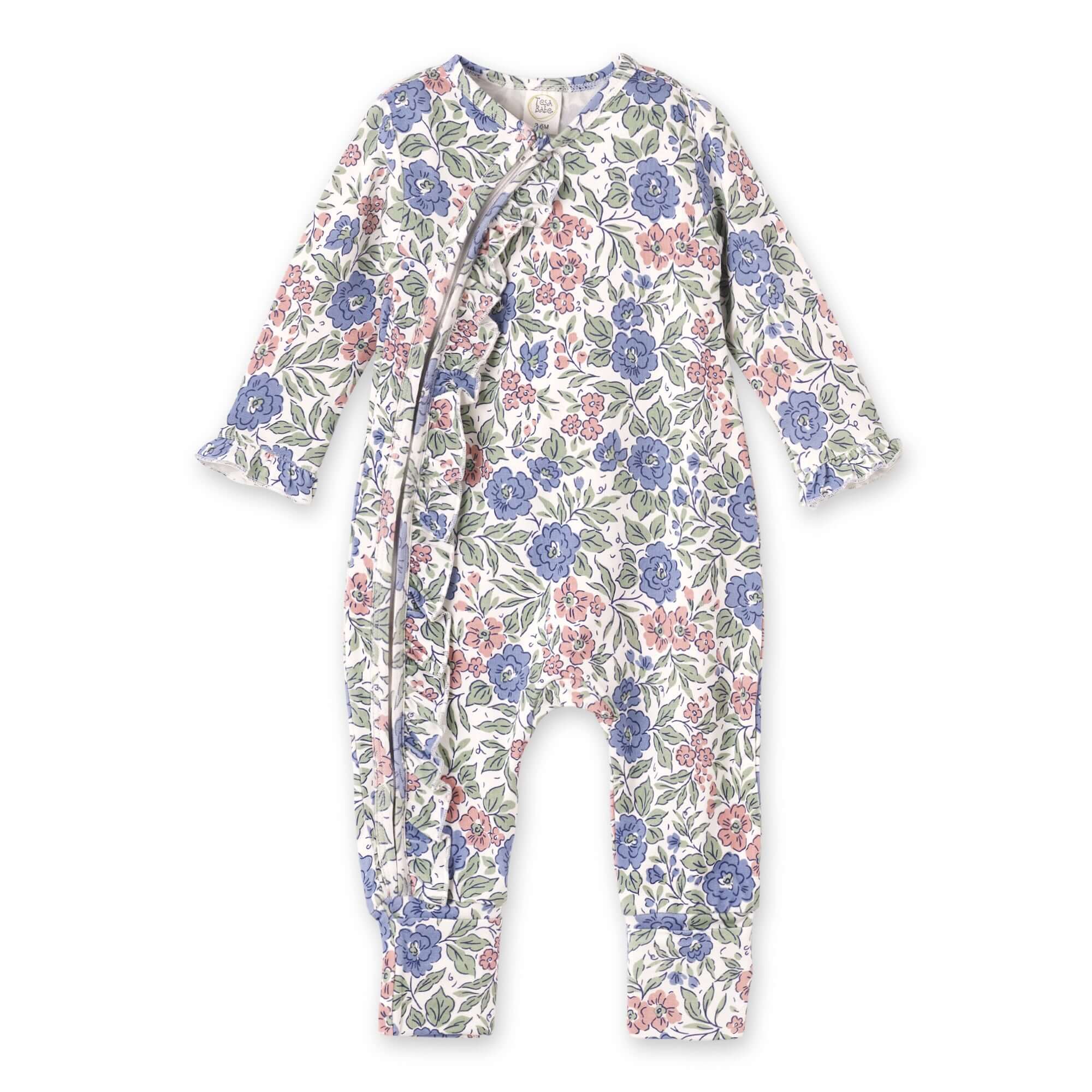 Vintage Floral Zipper Romper | Soft Bamboo Baby | Discover the ultra-soft Bamboo Baby romper, perfect for fuss-free comfort with a vintage floral flair! Ideal for delicate skin. | Milk & Baby