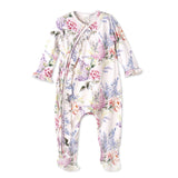 Watercolor Floral Bamboo Baby Girl Zipper Romper