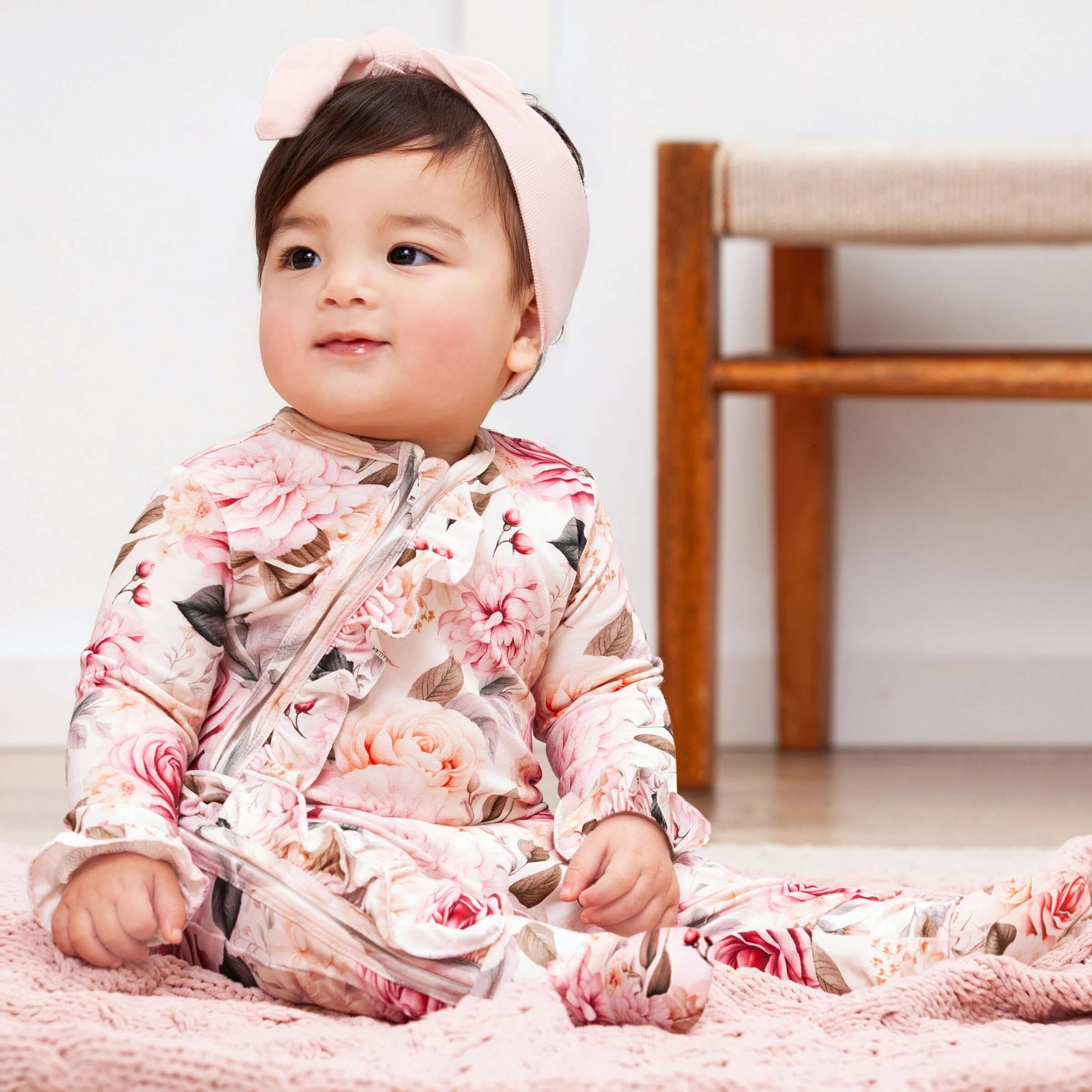 Garden Bouquet Baby Girl Bamboo Zipper Romper | Milk & Baby