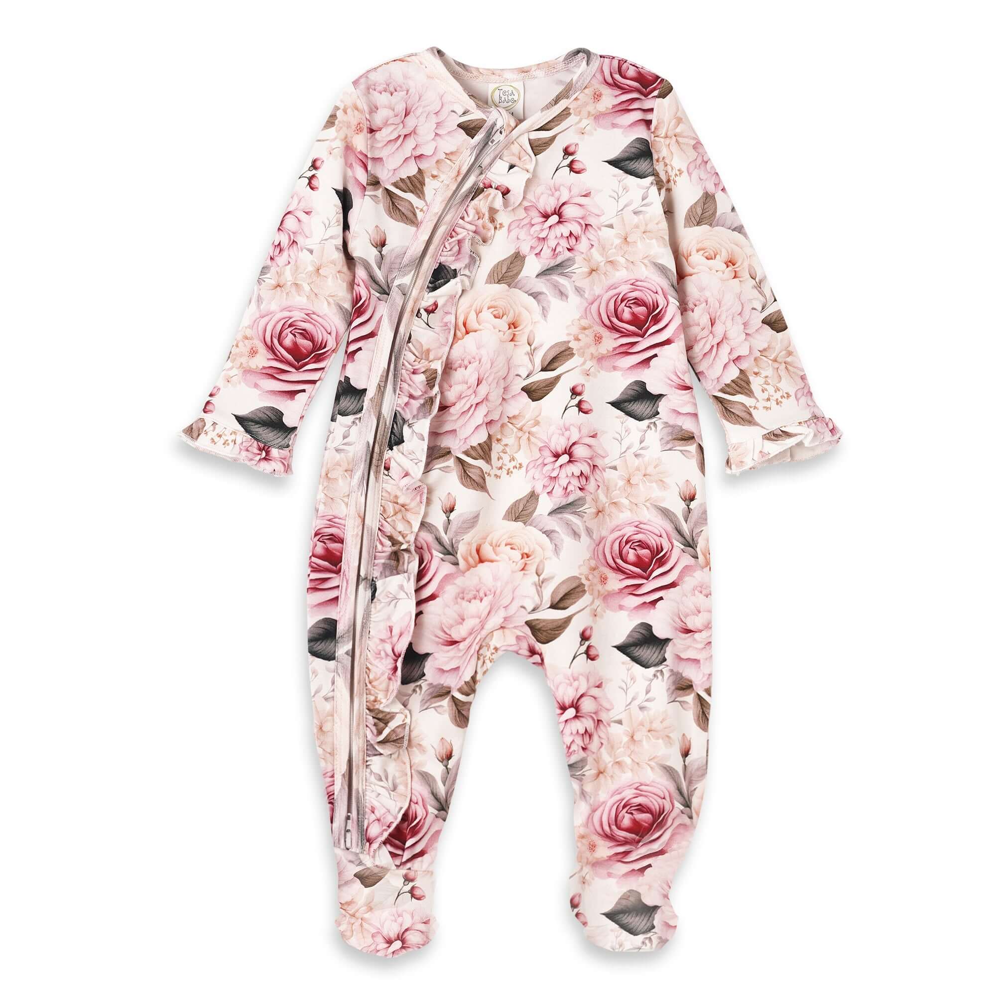 Garden Bouquet Baby Girl Bamboo Zipper Romper | Milk & Baby