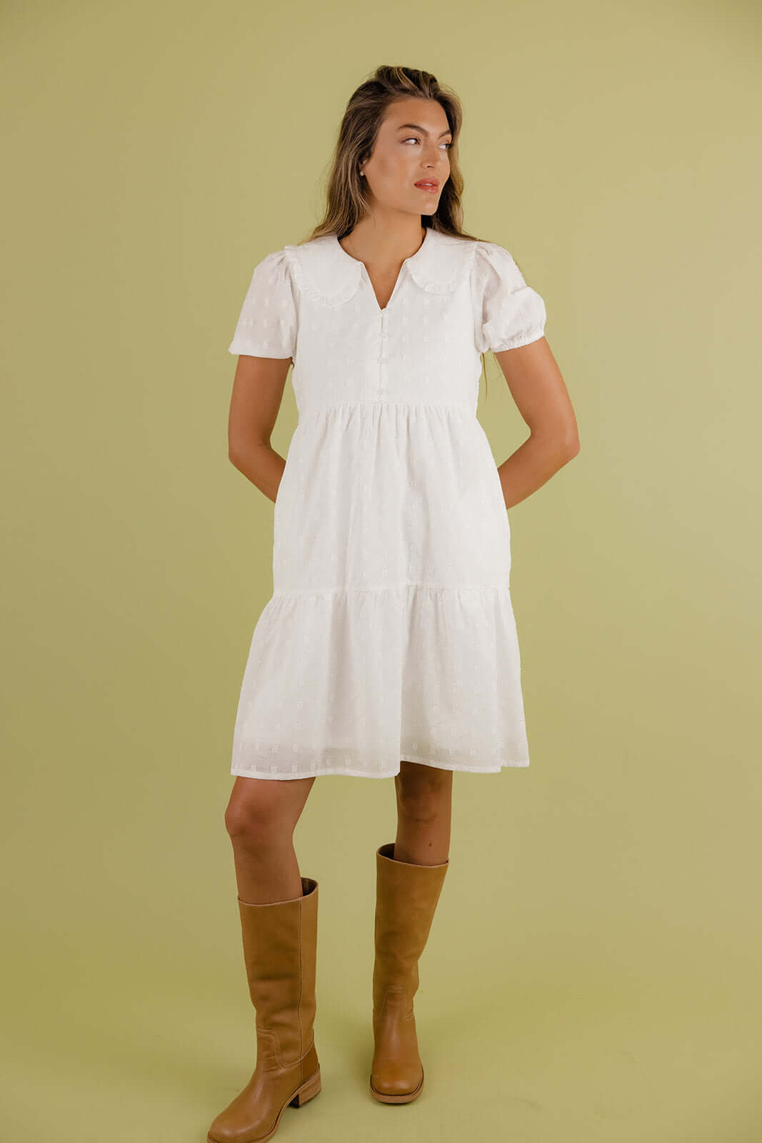 Sammy Collared Dress in White