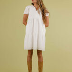 Sammy Collared Dress in White - front