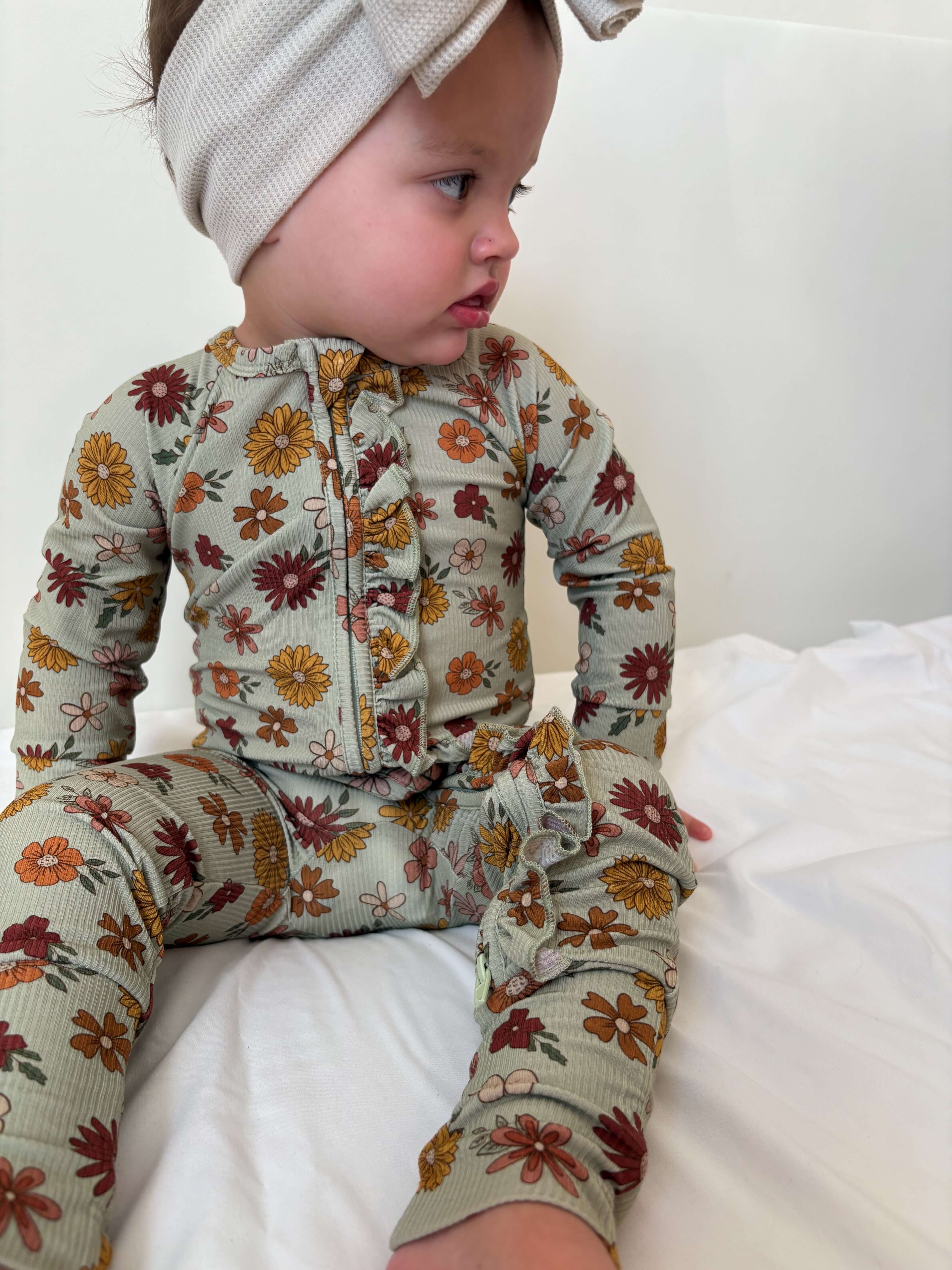 Alyson Floral | Bamboo Zip Pajamas | Milk & Baby
