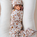 Flowers and Boots Swaddle Beanie Set | Milk & Baby