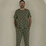 Santa Checkerboard | Men's Short Sleeve Bamboo Pajamas | Milk & Baby