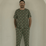 Santa Checkerboard | Men's Short Sleeve Bamboo Pajamas | Milk & Baby