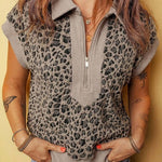 Leopard Zip-Up Cap Sleeve Top | Milk & Baby