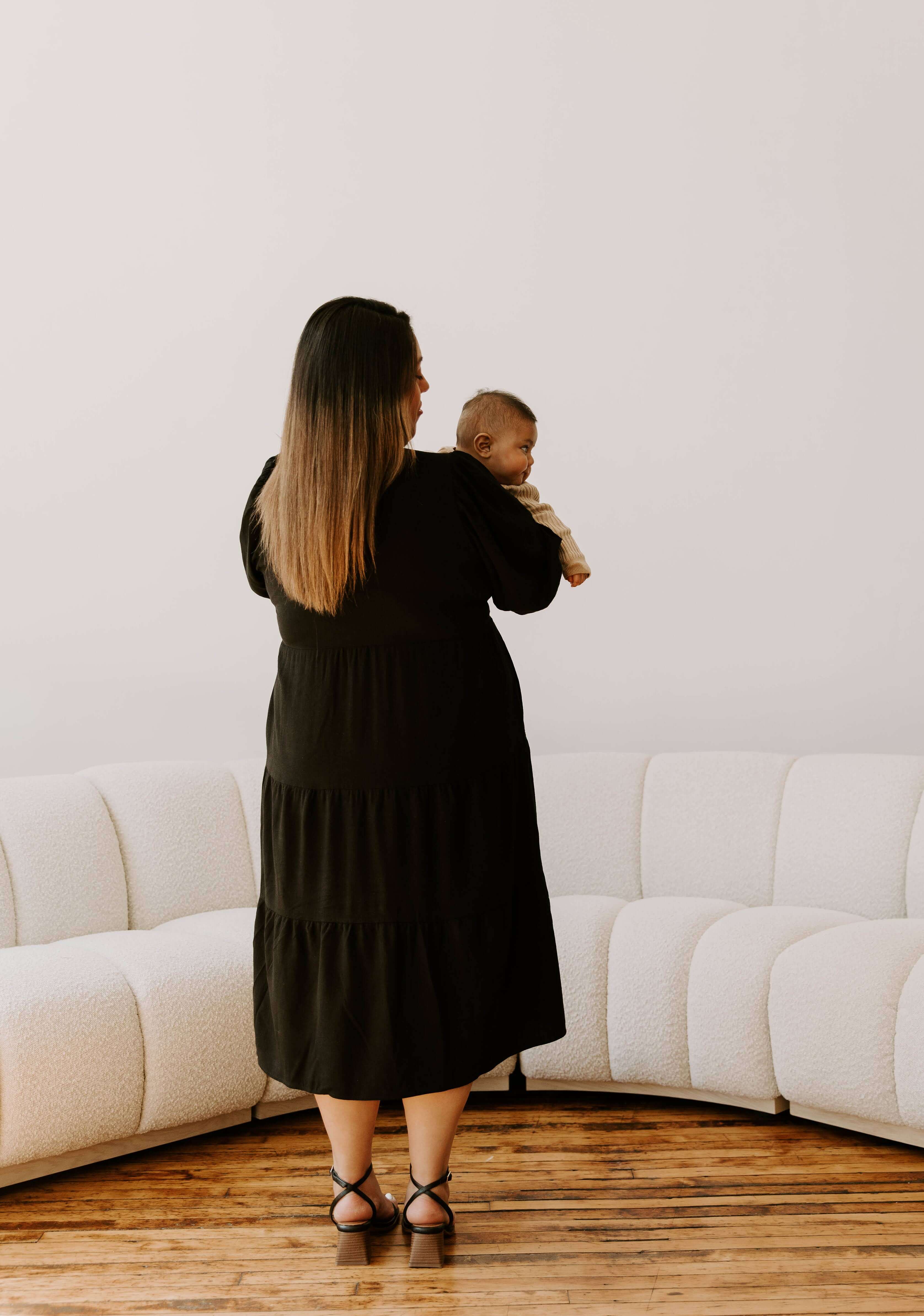 Tiered Breastfeeding Dress | Black | Milk & Baby