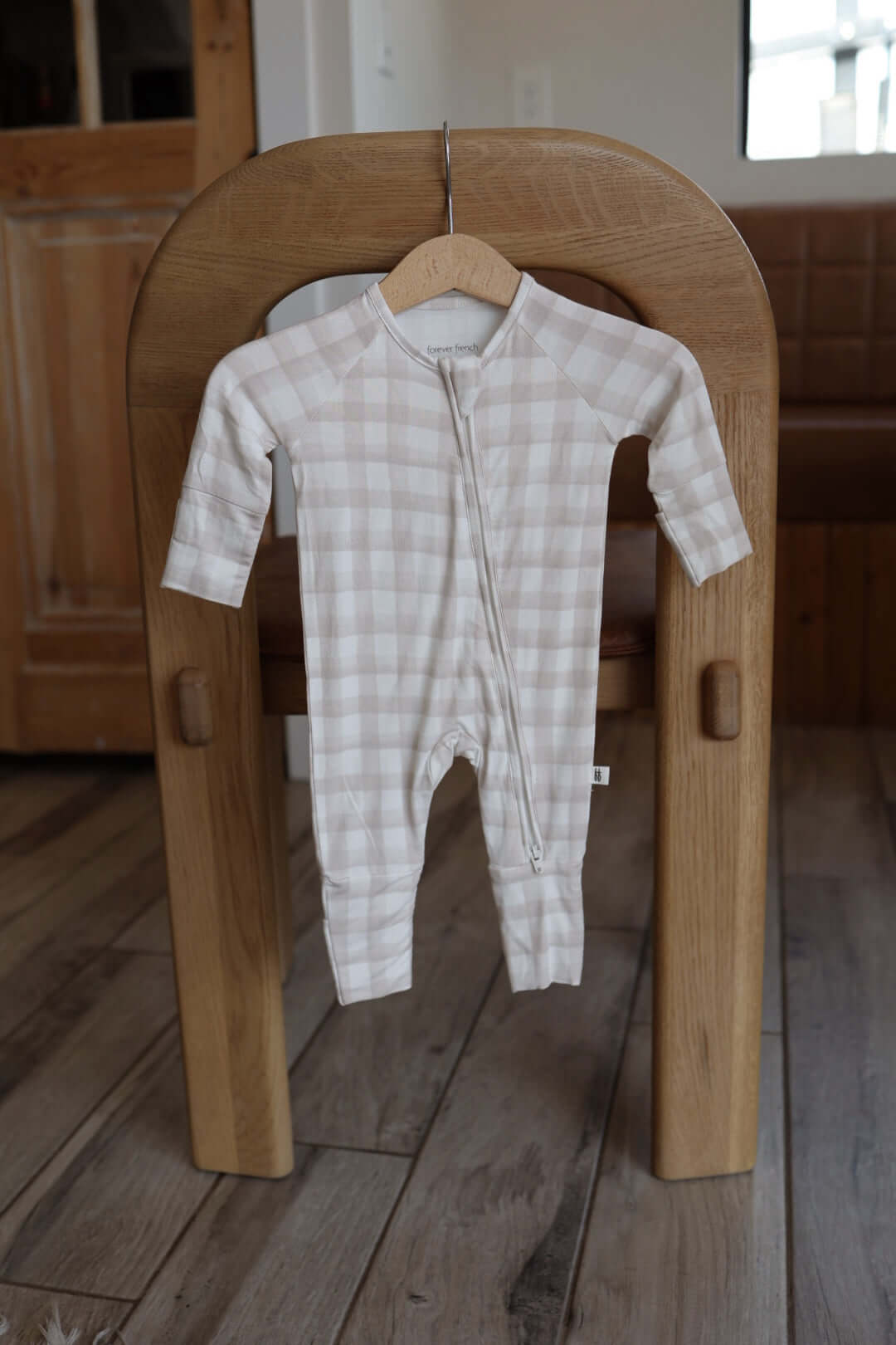 Gingham | Bamboo Zip Pajamas | Milk & Baby