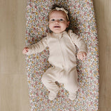 Sunny Petals Muslin Changing Pad Cover | Transform your baby's changing area with the Mebie Baby Sunny Petals Muslin Changing Pad Cover. Made from soft and breathable muslin fabric, this cover is gentle on your baby's skin. The fun design adds a touch of