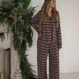 Holiday Stripe | Women's Bamboo Button Up Lounge Set