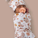 Flowers and Boots Swaddle Beanie Set | Milk & Baby